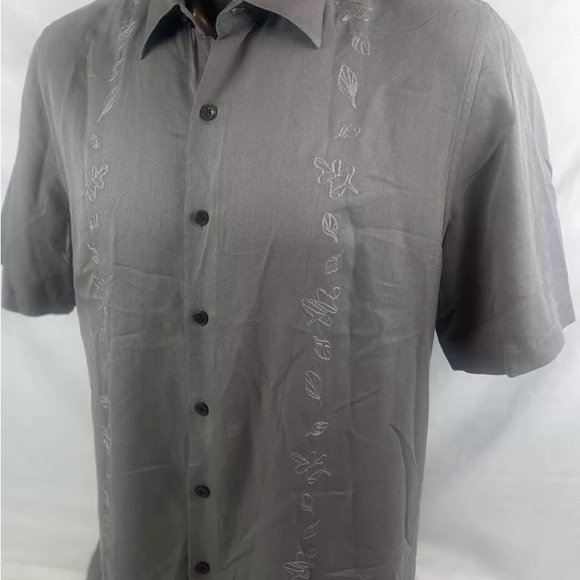 Nat Nast Luxury Originals Mens Shirt Large  Embroidered Panel Zinc Silk  Cotton - Picture 11 of 12